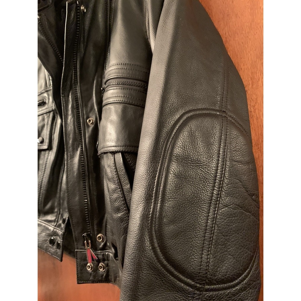 VINTAGE HEIN GRICKE BIKER LEATHER JACKET HARLEY DAVIDSON SIZE 40W - Picture 4 of 12